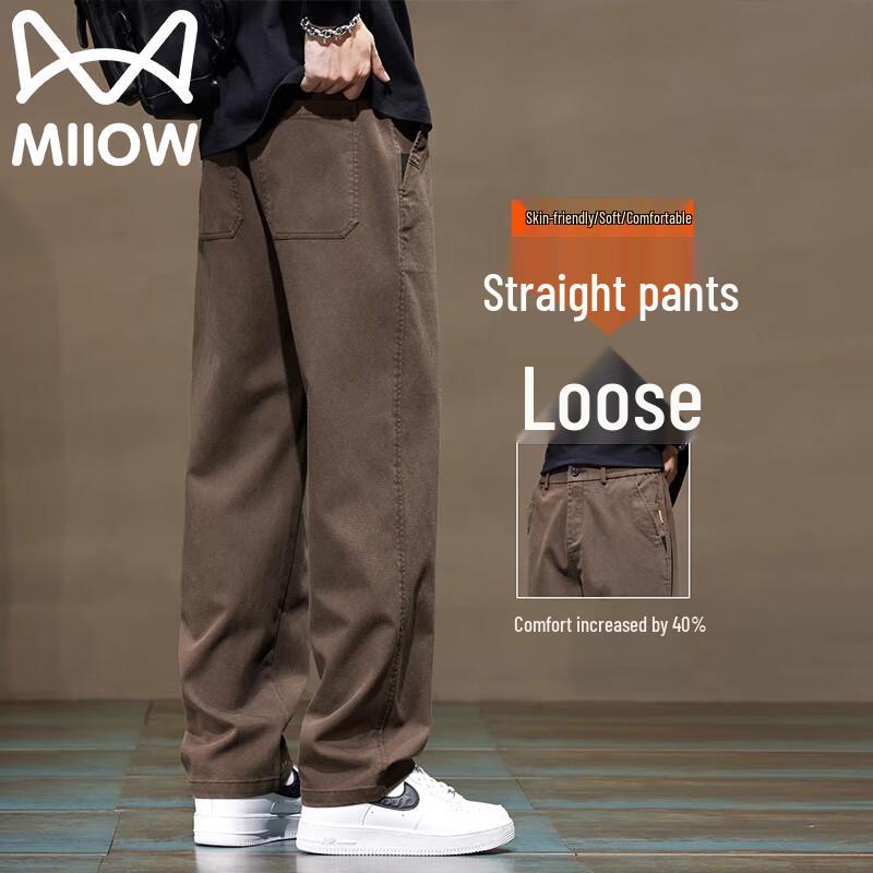 MiiOW Men s American Style Loose Straight Casual Pants 36