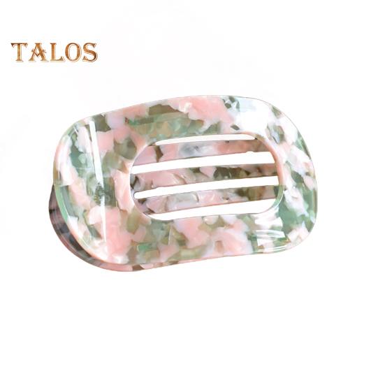 Haarklammer für Damen, flach, runde Form, starker Griff, biegbare Zähne, gebogenes Design, Haarspange am Hinterkopf, großer Clip, Haar-Accessoire