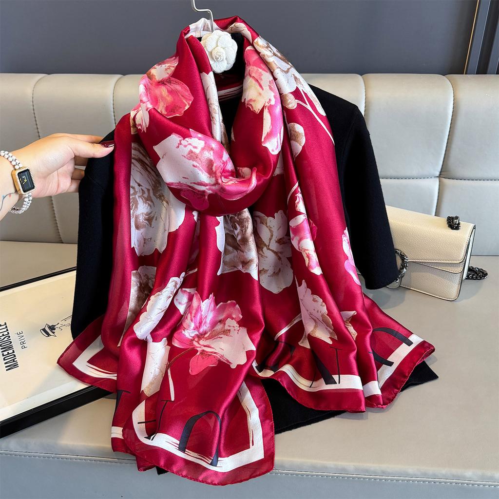 Women 180*90cm Fashion Beautiful Soft Silk Scarves Female Lady Shawl Hijab Wrap Foulard Bandanna Muffler Beach Pareo