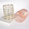 Unique Gold and Rose Gold Metal Pen Holder Makeup Office Desk Organizer with Pencil Basket