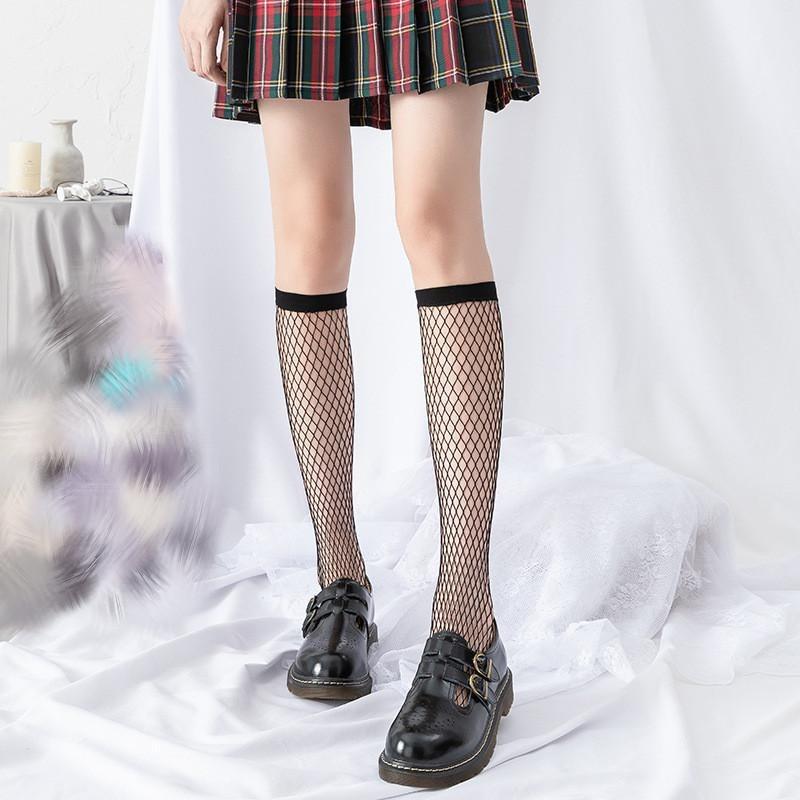 Calze da donna stile giapponese Calzini alti al ginocchio Calzini lunghi in nylon trasparente ultrasottile Calzini al ginocchio JK Lolita per ragazze dolci