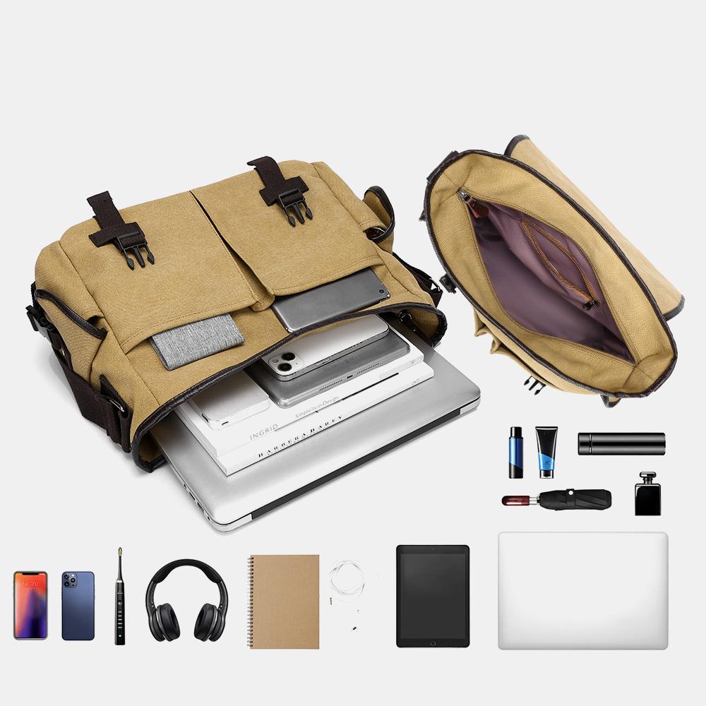 Pánská crossbody taška, plátěná outdoorová taška přes rameno s velkou kapacitou
