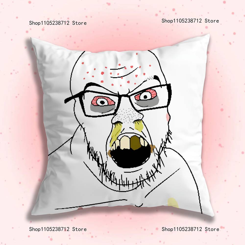 Wojak Soyjak Its Over Funny Meme Pillow Covers Cartoon Sofa Decorative Home Double-sided Printing Short Plush Cute Cushion Cover