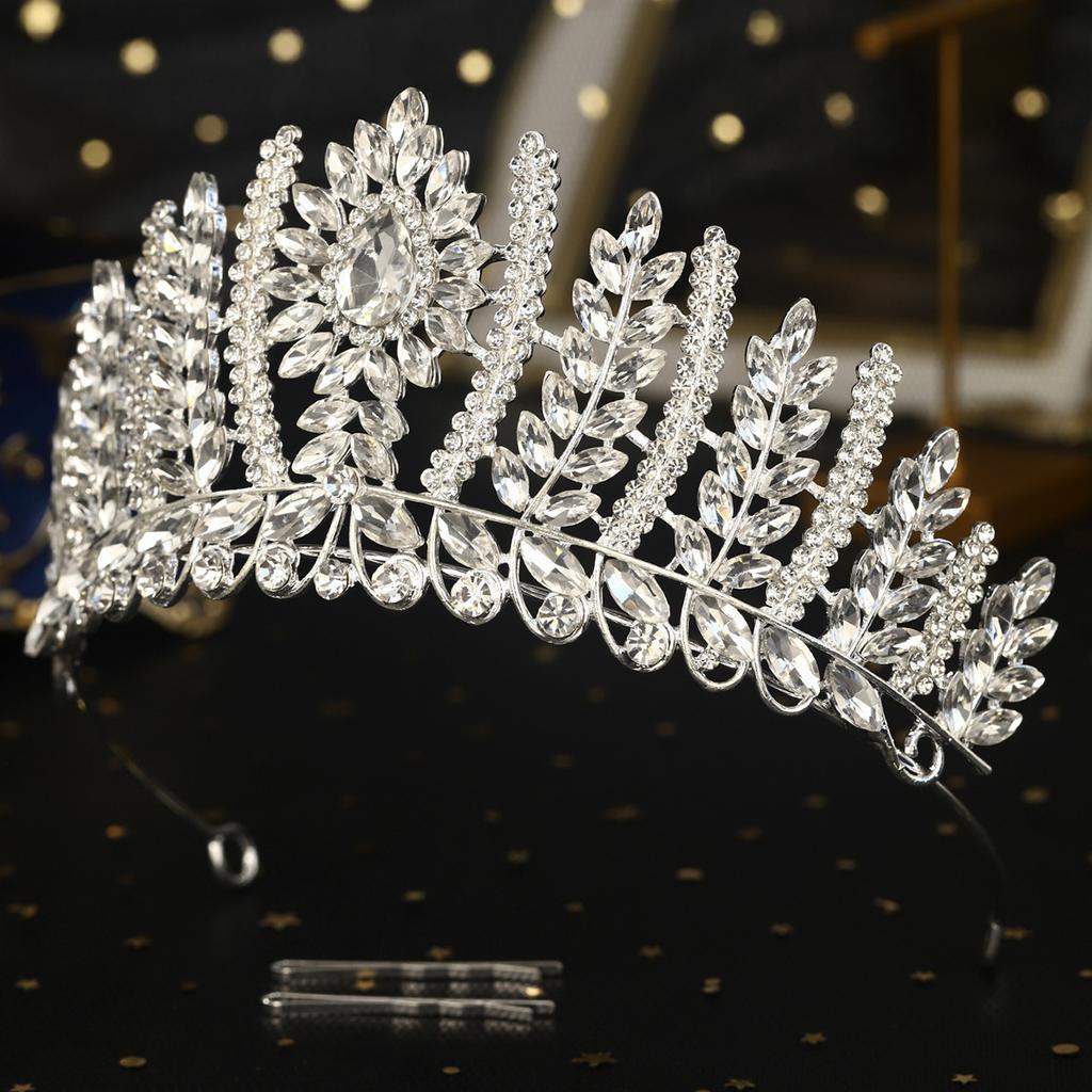 DIEZI Luxury Vintage 3 Colors Crystal Tiara Crown For Women Girls Party Queen Rhinestone Crown Christmas Hair Dress Accessories