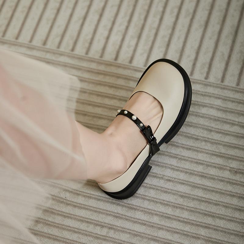 Mary Jane single shoes women's 2025 summer new one-pedal versatile comfortable small leather shoes Japanese flat-soled small single shoes women