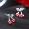 European Cherry-Shaped Gold-Plated Earrings with Copper Needles - Simple Fashion Design for Girls