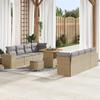 Set of 11 Pieces of Garden Sofas with Beige Cushions In Poly Rattan Acacia, 3-piece Dining Set 3361977
