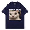 Wait Im Goated Funny Cat Meme Graphic T Shirts High Quality Fashion Oversized Tshirts Unisex Unisex Casual Cotton Summer Tshirt