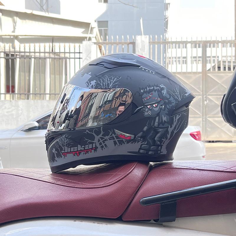 Motorcycle Helmet Full Helmet Can Be Equipped with Bluetooth Headset Men's Four-season Electric Bicycle Riding Helmet