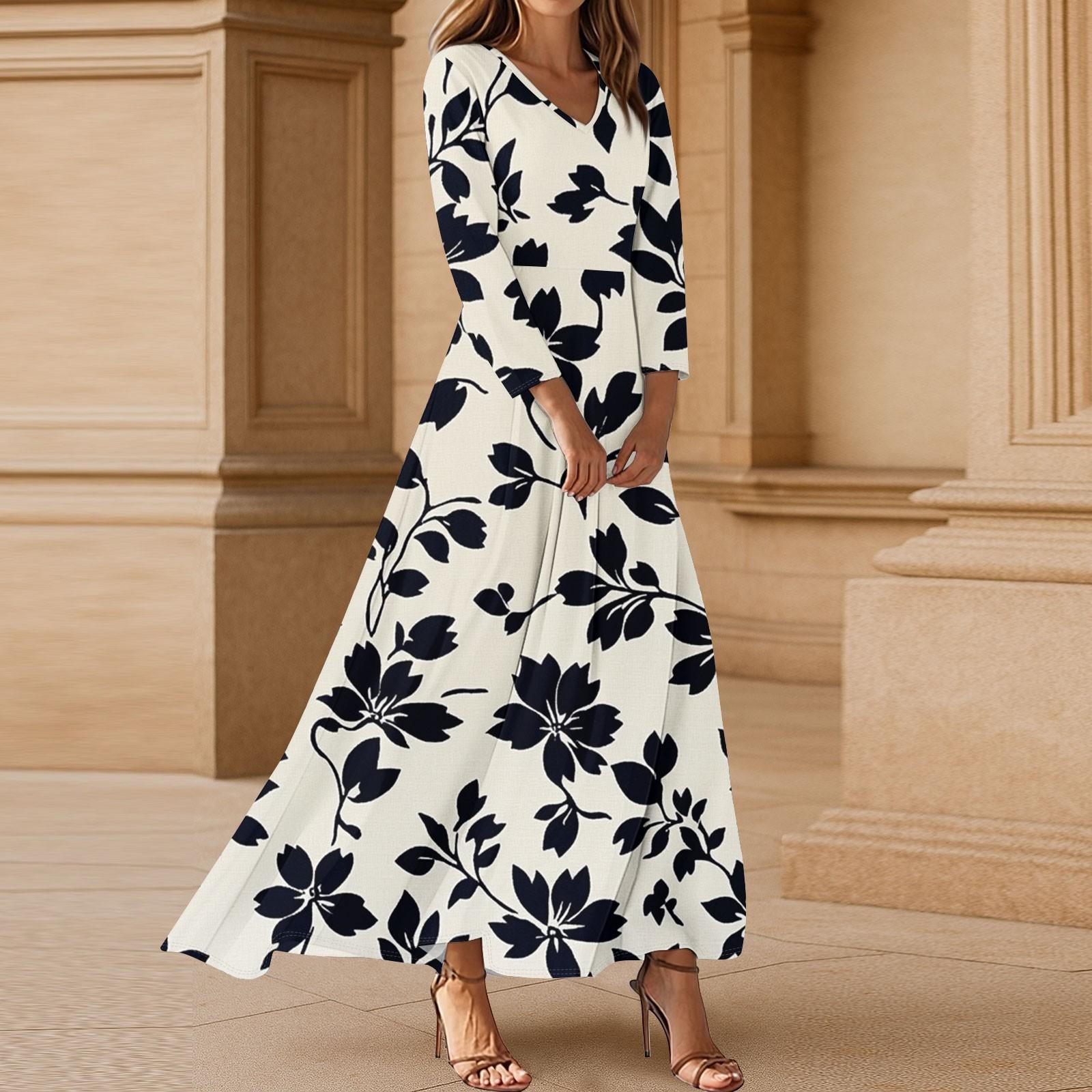 

Женское модное платье с рукавами три четверти, свободного кроя, с удобным цветочным принтом S чёрный