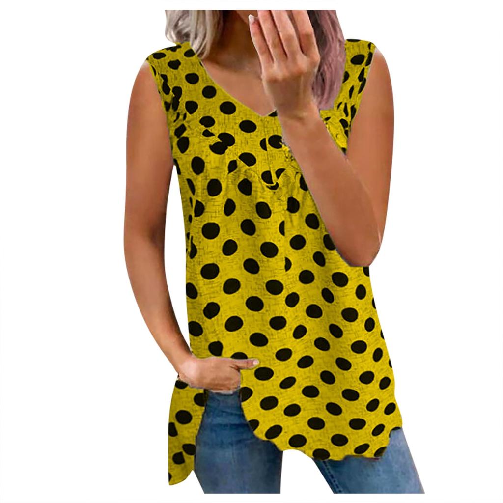 Ladies Camisole Top Loose Casual V-neck Small Dot Print Sleeveless Vest