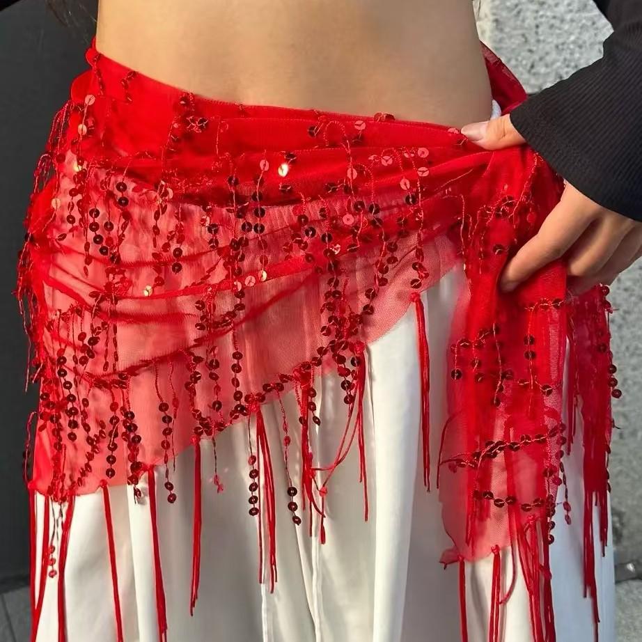 Trendy Sequin Tassel Hip Scarf: Versatile Jazz & Street Dance Accessory