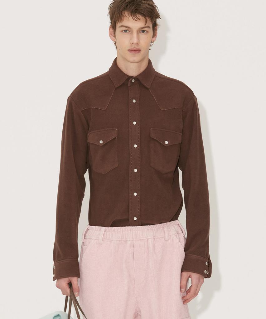 NOHANT Fleece Western Shirt Sand Brown