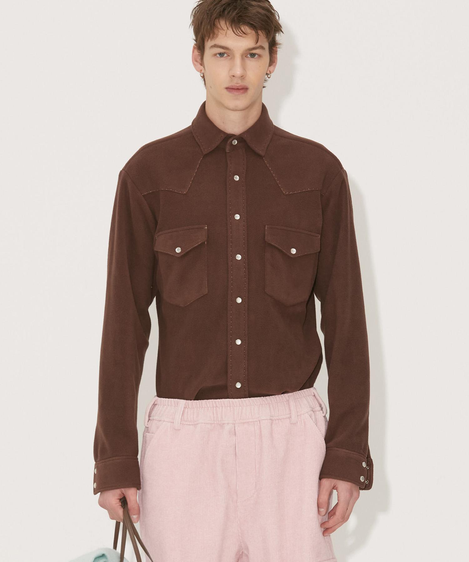 Noang Fleece Western Shirt Sand Brown Brown/S