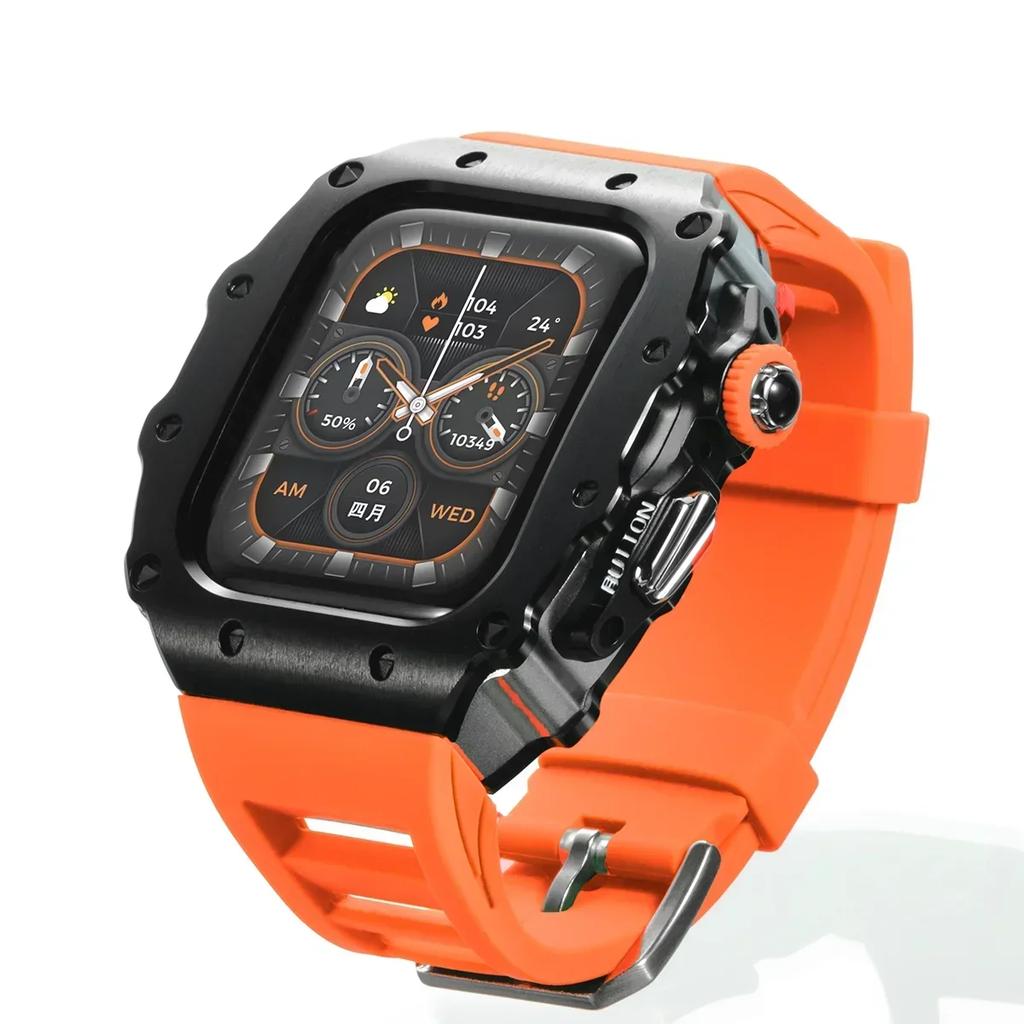 Luxus Metallgehäuse Mod Kit Für Apple Watch S11 10 46MM Edelstahlgehäuse +Silikonband für IWatch Serie 9 8 7 6 5 44mm 45mm