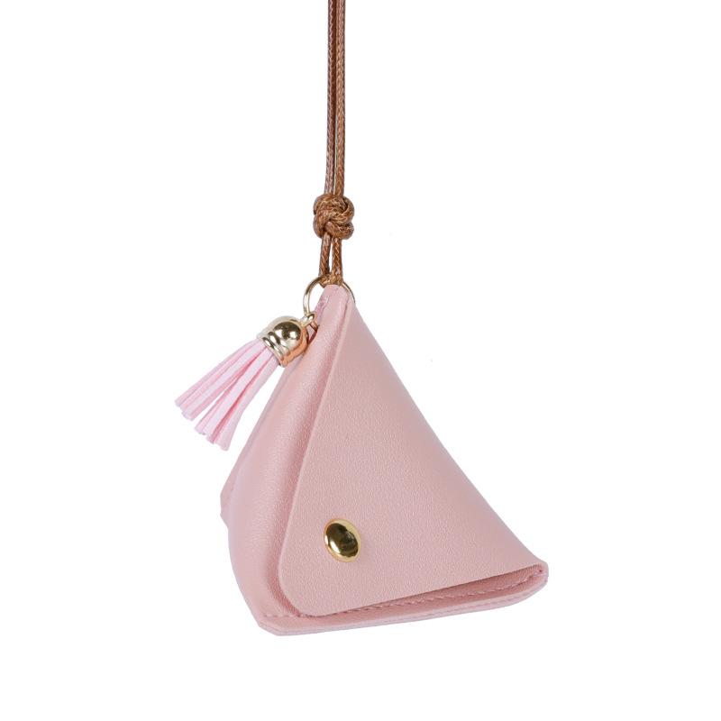 

Triangle Leather Coin Purse: Portable Chinese Style Zongzi with Access Card Holder 8*8 cm розовый