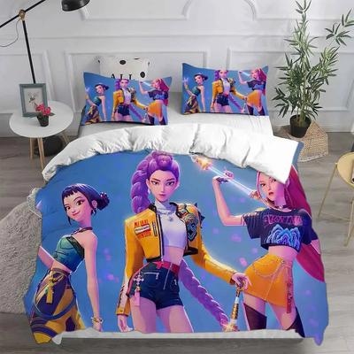 KPop Dämonenjäger Bettwäschesets Queen King Size EU Einzelbett Steppdecke Bettbezug Bettbezugsets mit Kissenbezügen für Mädchen Erwachsene
