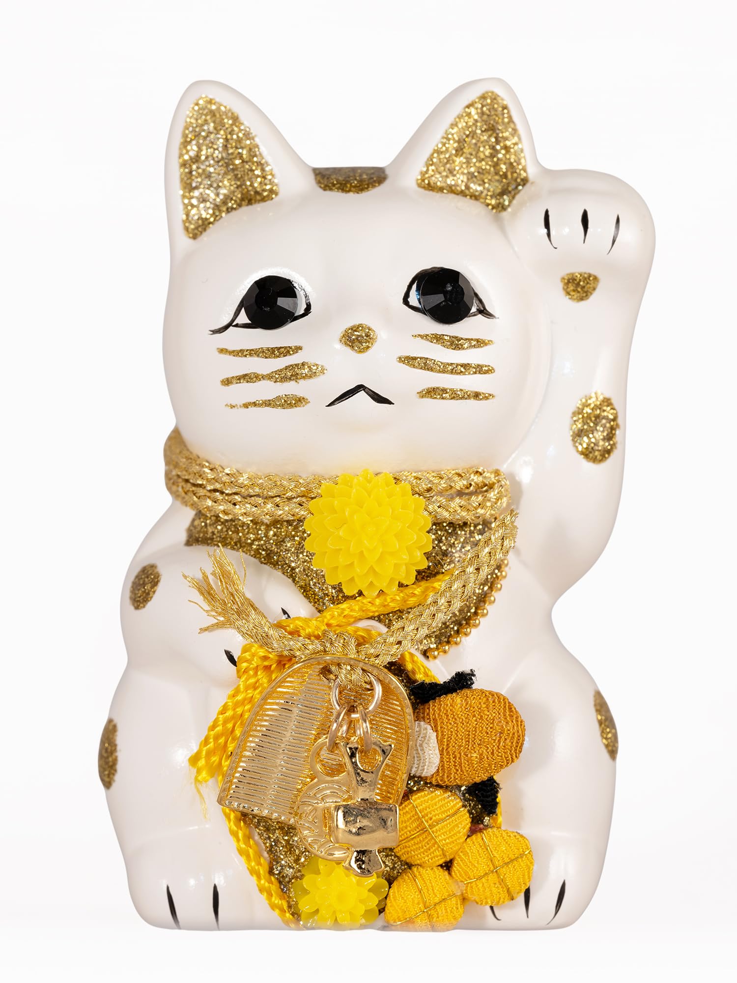 

Lucky Cat Maneki Neko Left Paw Lucky Cat Maneki Neko Feng Shui Figurine with Offering Box (Lucky Cat) (S-SIZE White) Raised/Ceramic (Lucky Cat) (fa_S