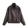 Giacca da Donna Autunnale in Ecopelle Chic con Zip e Revers a Punta Manica Lunga Giacca Capospalla