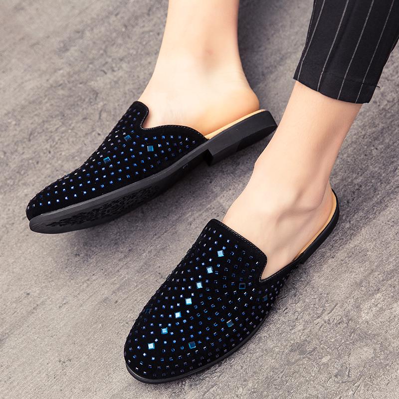 Classic Breathable Slipper Loafers Summer Half Shoes for Men Soft Handmade Muller Personality Designer Slipon Men Casual Shoes