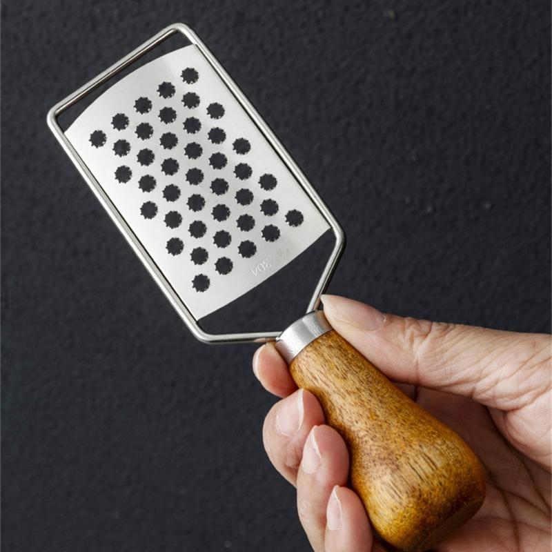 Portable Steel Cheese Shredding Gadget Multipurpose Vegetable Grater Essential Kitchens Tool With Nonslip Wood Handle