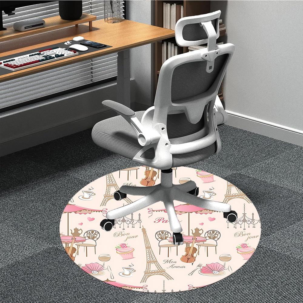 

1pc Parisian Tea Party Office Round Rug, Non-slip, Soft and Durable Office Rug for Interior Decoration, Perfect for Office, Beautiful Decoration yy260 80cm by 80cm