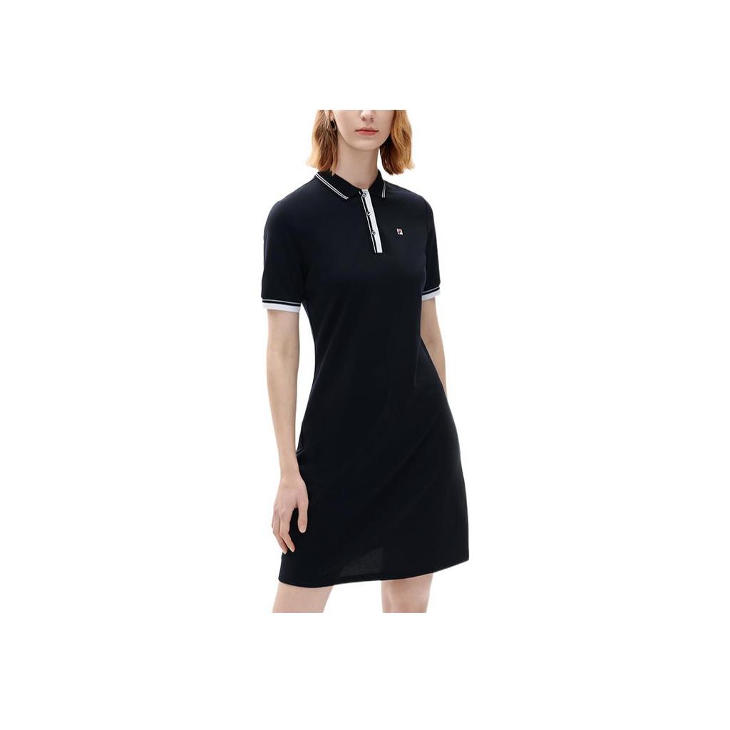 Fila Printed Logo Solid Color Breathable Polo Dress Women Dresses Blue F11W221310F-NV