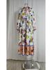 2025 European & American Women's Lantern Sleeve Print Turn-Down Collar Waist-Gathering Long Swing Spring Dress