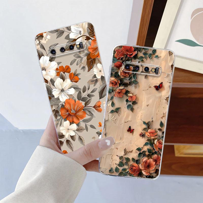 For Samsung S10 Plus S10 5G Case Luxury Phone Case For Samsung GalaxyS10 S10E Marble Flower Clear Soft Silicone Protective Cover