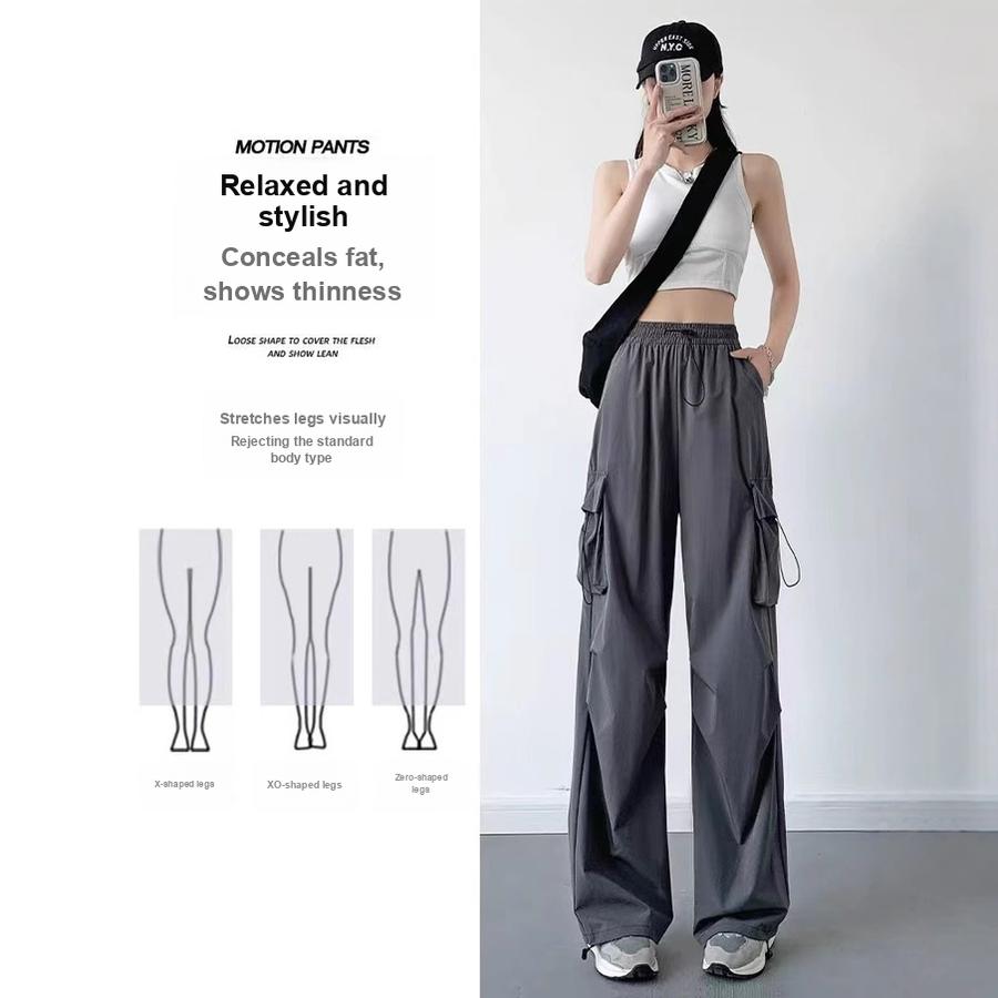New Summer Slim Fit Cargo Pants for Women, Hiking Running Athletic Trousers with Elastic Waist