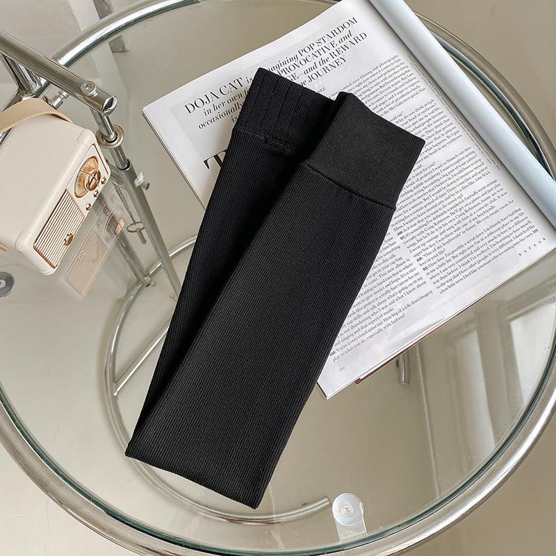 Korean Style Girls' Fleece-Lined Leggings: Thick, Warm Nine-Point Pants with Brushed Cotton Pantyhose for Autumn and Winter