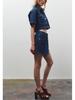 Women's Summer V-Neck Short Sleeve Top & High-Waisted Denim Two-Piece Set