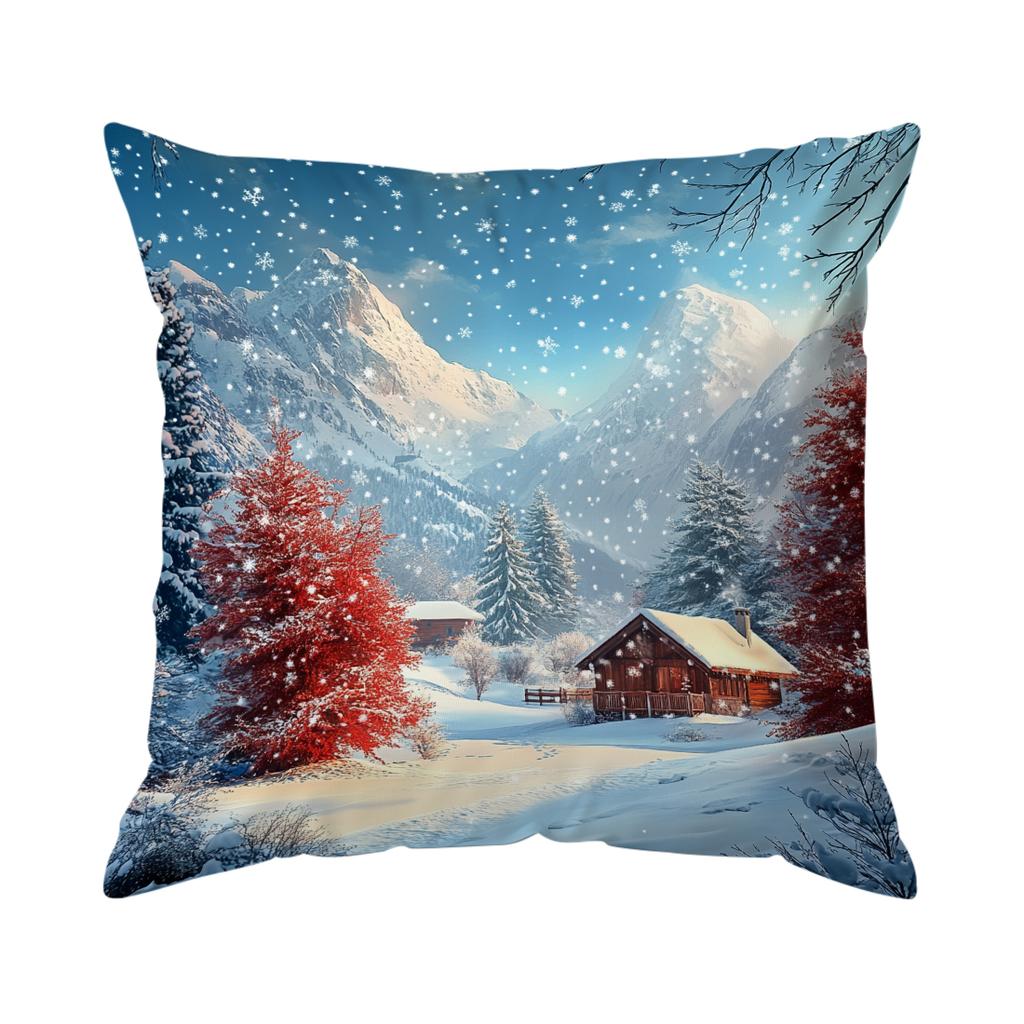 Winter Snow Scenery Pillowcase Printed Polyester 40/45/50Cm Throw Pillowcover Decorative Sofa Cushion Pillowslip Home Decor