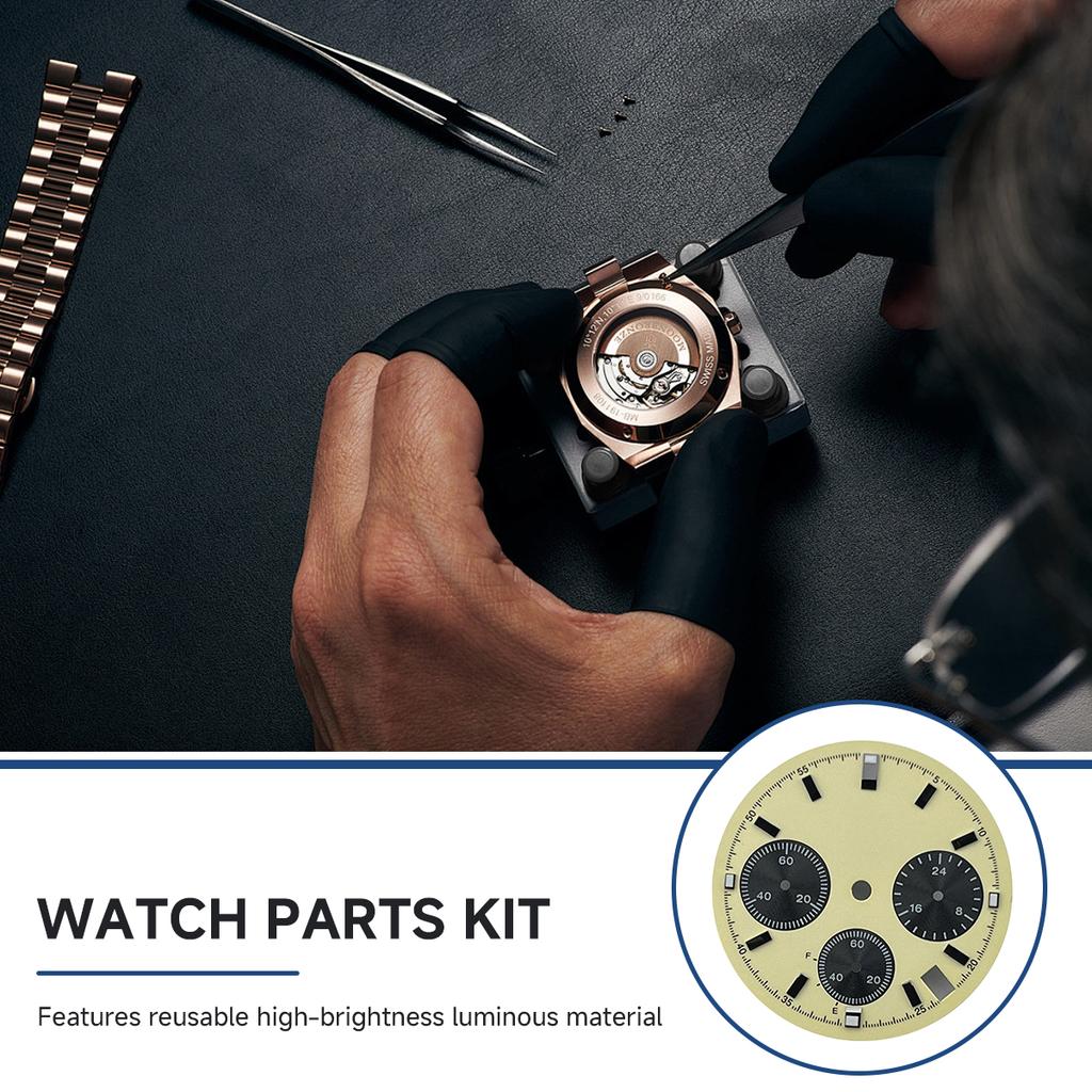 29.5mm Watch Dial S Dial Prospex Luminous Sunray Chronograph Face 6 Hands Fit Quartz VK63 Watch Faces Automatic Movement