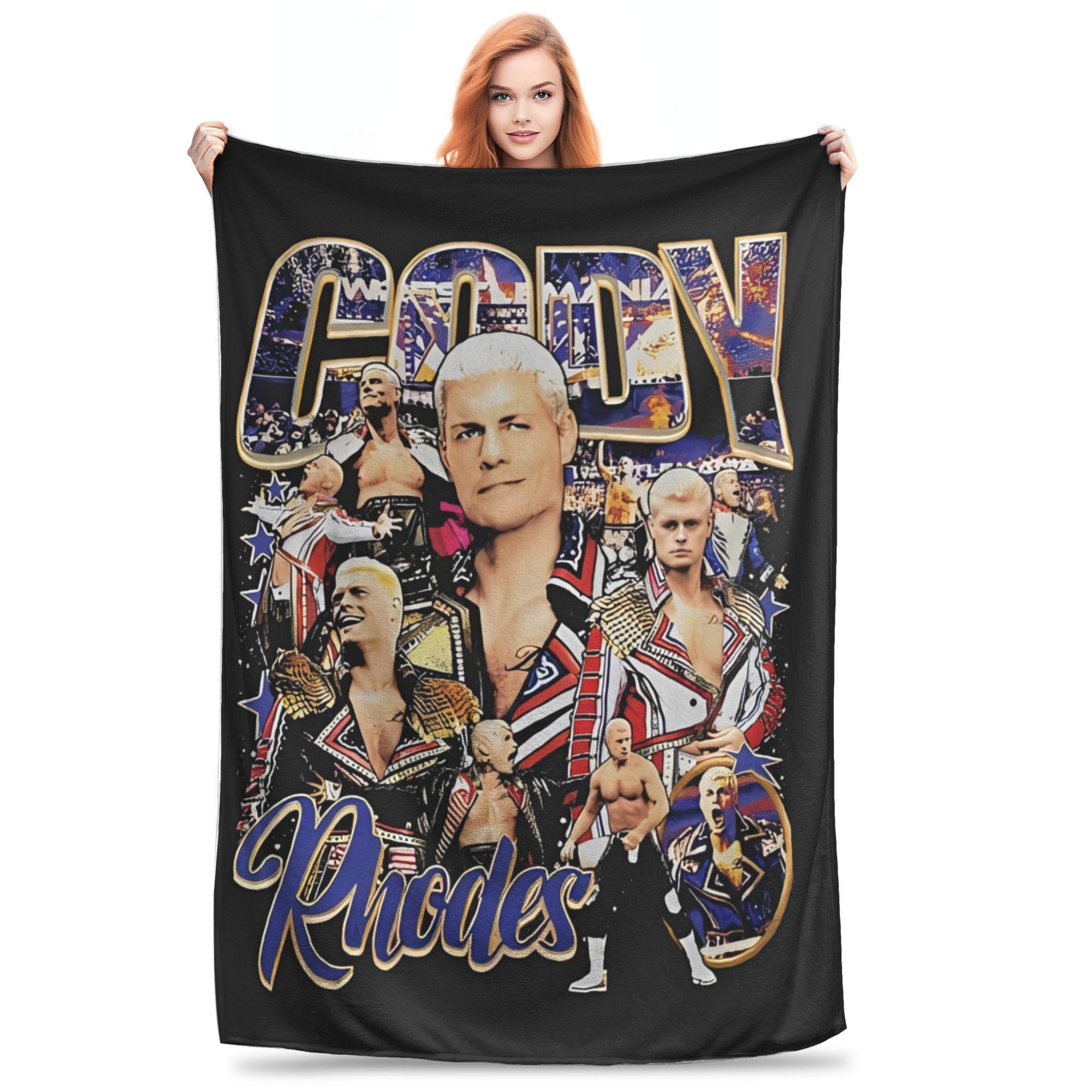 4th Of July Cody Rhodes Americana Retro Osama Kellai Knitted Blanket Fleece  Thin Throw Blanket for Bedroom Sofa Bed Rug 30x40in