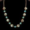 Vintage Trimmed Zircon Turquoise Necklace, Light Luxury Style Necklace, Vintage Turquoise Necklace for Women