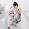 1011 new pajamas women's summer cotton and silk thin short-sleeved trousers set can be worn outside spring and autumn large-size loungewear