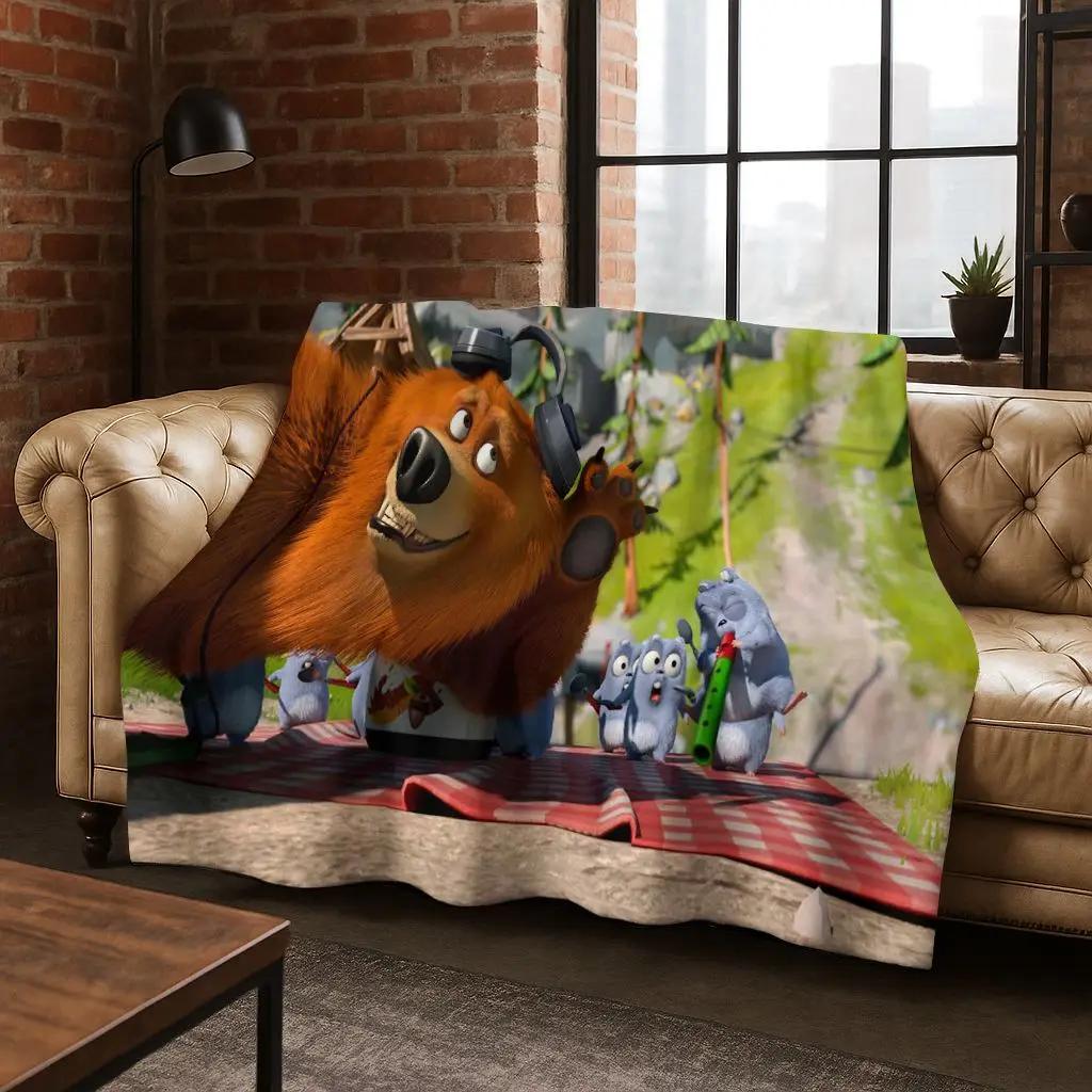 Lustige Grizzy und die Lemminge Cartoon Flanelldecke Weiche Warme Überwurfdecke für Bett Schlafzimmer Zimmer Wohnzimmer Reise Picknick Kind