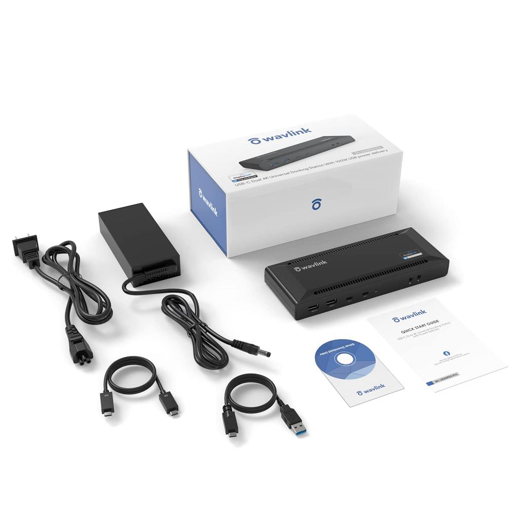 Dokovací stanice WAVLINK HDMI 60Hz 100W PD Nabíjení USB C 100W PD Kompatibilní DP výstup 2 4K HDMI výstup 2 3 USB Kompatibilní s Mac OS USB-C 5K/Duální