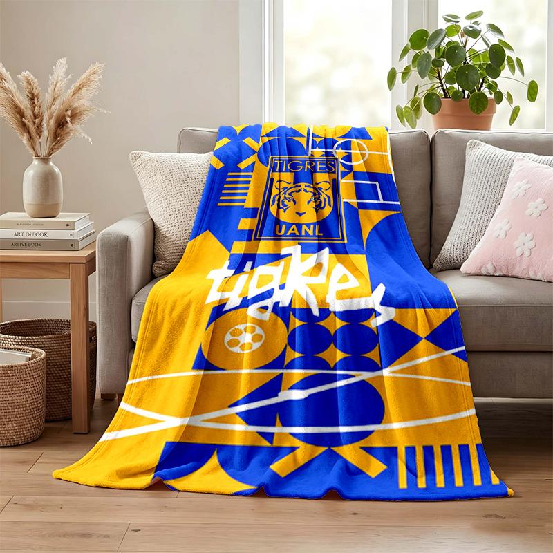 Club Tigres UANL blanket Flannel Blanket Soft Cozy Plush Throw for Sofa Bed Lightweight Home Decoration