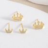 Cute Shiny Zircon Crown Stud Earrings For Women Metal Mini Small Gold Color Earring Wedding Jewelry Party Gift