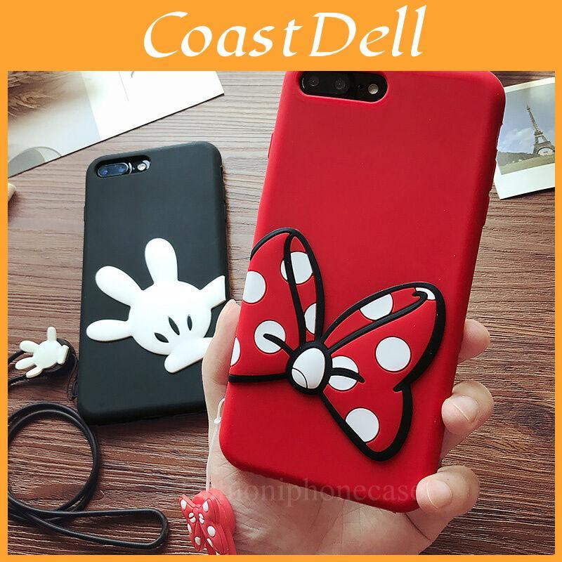 3d Coque Etuis Housse Cartoon Bow Minnie Mickey Anime Mobile Silicone Caoutchouc Protective Case