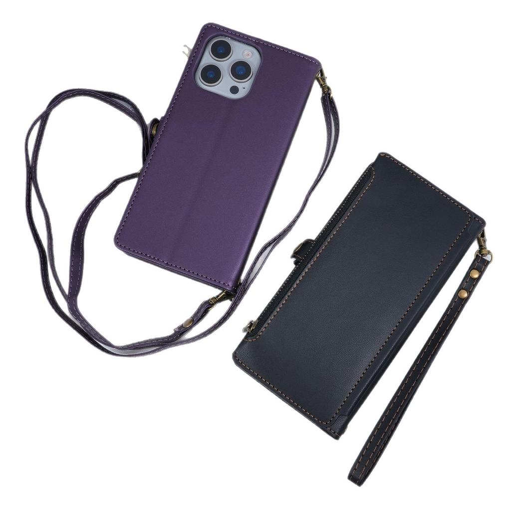 IPhone17 Retro Etui Portfel Skórzany na Ramię ze Sznurkiem i Miejscami na Karty