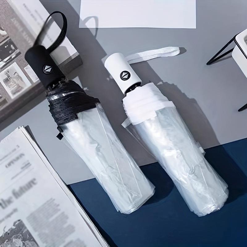 Transparent Umbrella Folding Fully Automatic Transparent Triple Fold Rain Umbrella Umbrella Student Minimalist