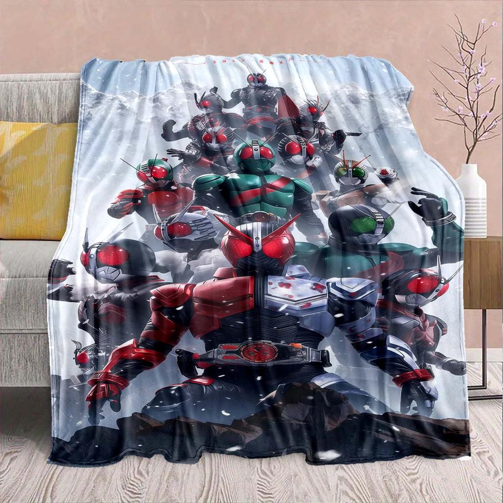 Kamen Rider Anime Flannel Blanket – Soft, Warm, Perfect for Sofas, Bedding, Camping, Travel, Office, and Home Decor – QJY