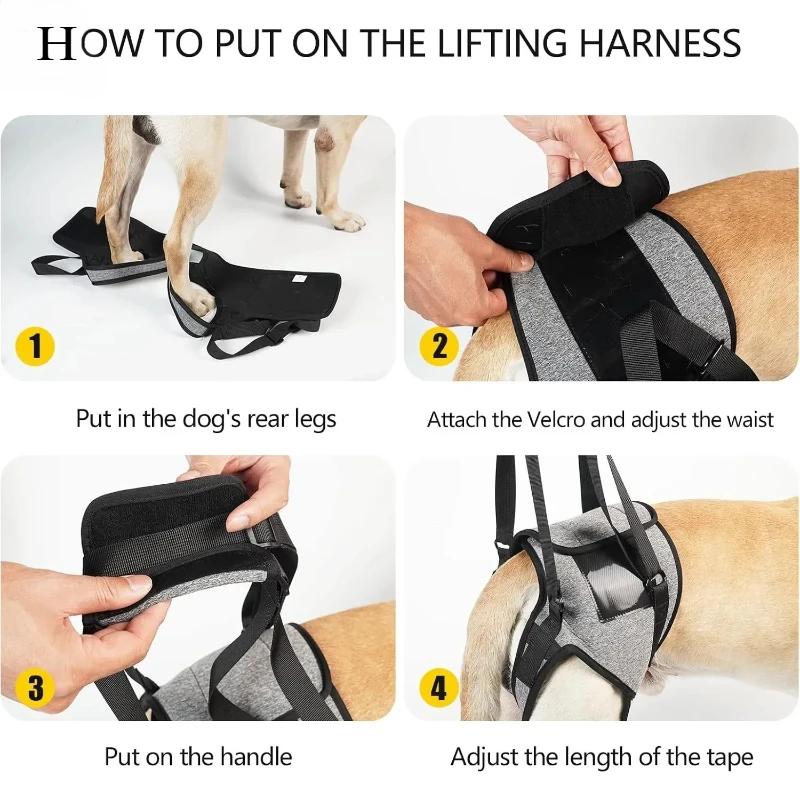 Tragbare Hunde Trainings Verhaltenshilfen Outdoor Rückenstil Trainingshilfen Grau Hunde Verletzung Traktion Geschirr Assistent Verstellbare Gurte Hundebedarf