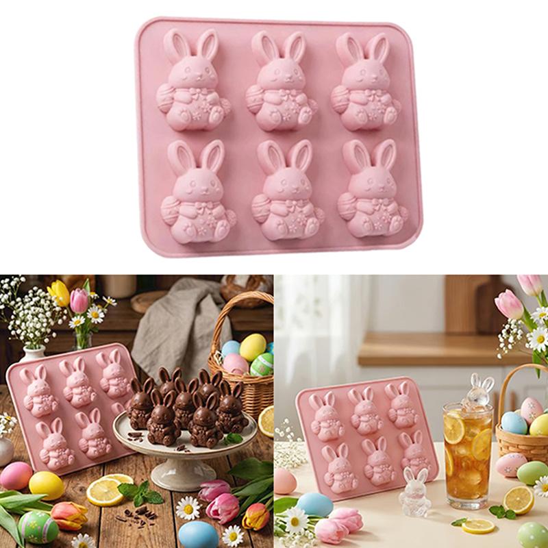 Easter Bunny Silicone Molds, 3D Bunny Chocolate Mold Easter Rabbit Mould For Baking Cake Pop Jel Ice Cube Trays Candles Soap