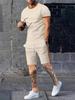 Men's Casual Solid Color Round Neck T-shirt and Short Sleeve Suit – Summer Sports Style 2025