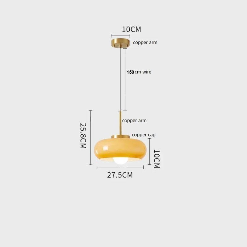 Modern Yellow Glass LED Pendant Lights Fixtures 40W Copper Bedroom Living Room Beside Nordic Hanging Lamparas Chandelier Lamp