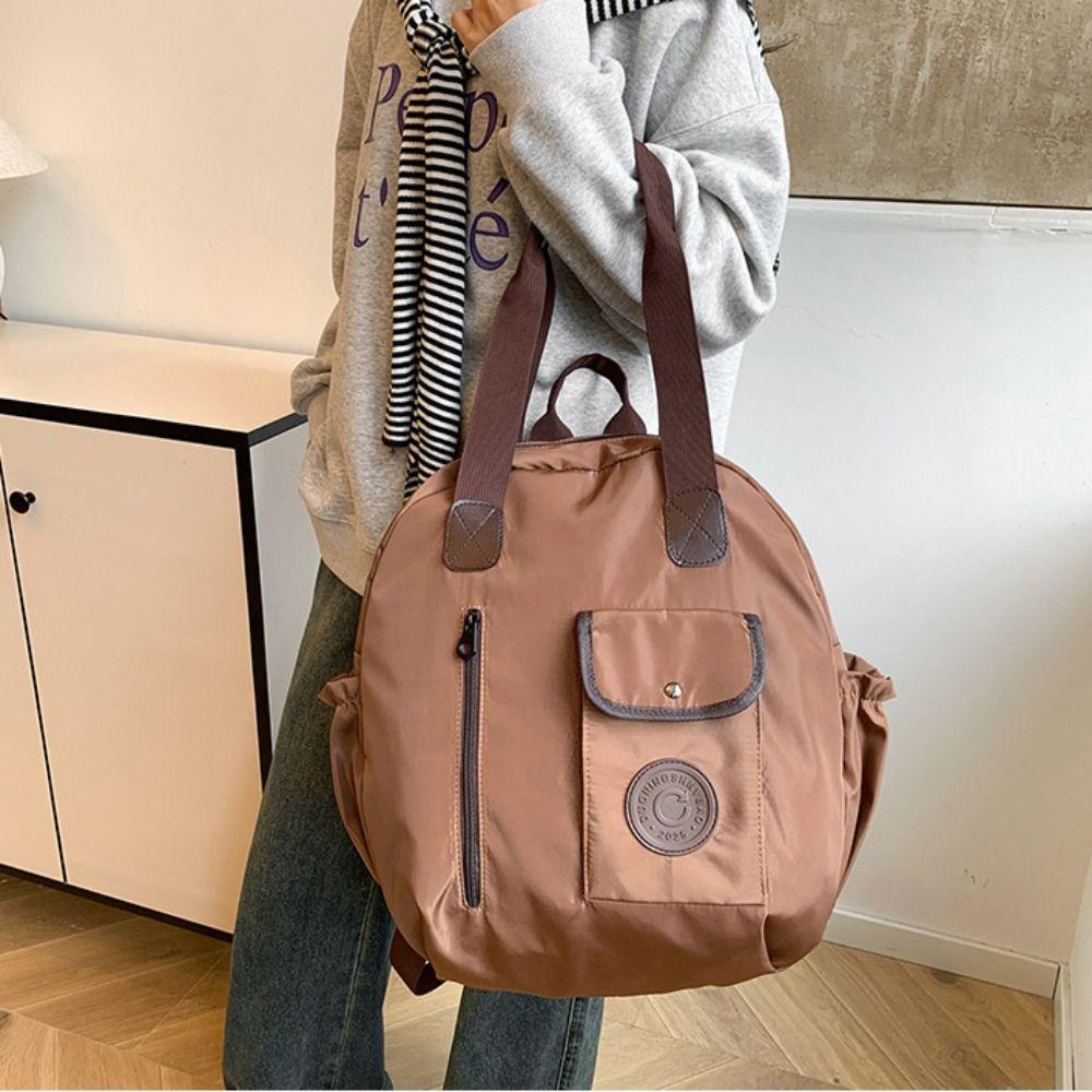 Solid Color Round Shape Shoulder Bag Large Capacity Fitness Bag Swimming Nylon Backpack  Girls